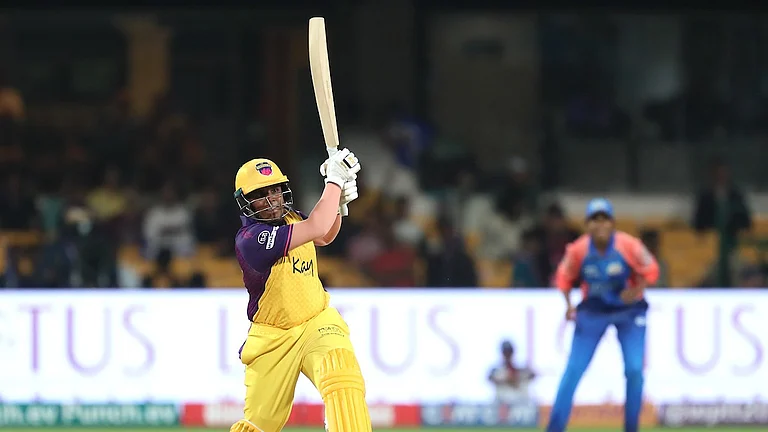 Kiran Navghire has slammed a 31-ball 57 in the Women's Premier League. - X/wplt20