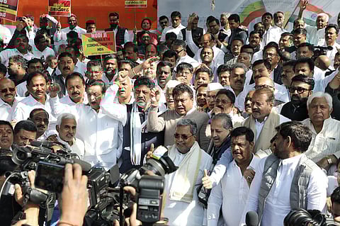 Karnataka congress protest in Delhi