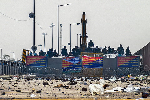 Farmers protest at Shambhu Border