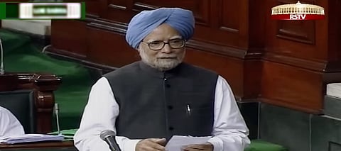 Former Prime Minister Manmohan Singh addressing Lok Sabha.