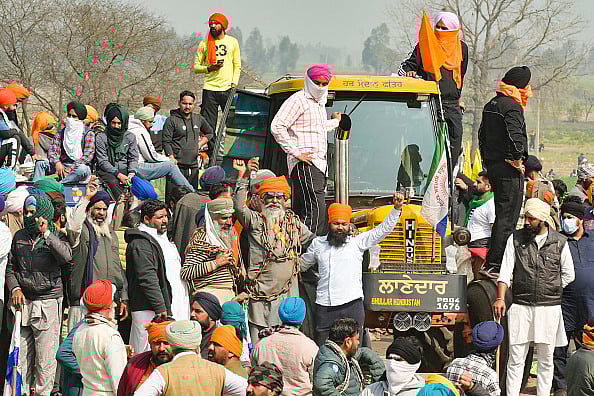 Getty Images : Farmers with tractors during their ‘Delhi Chalo’ protest march.