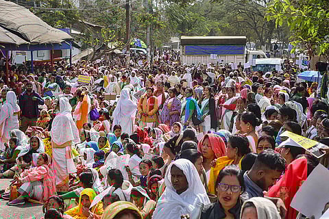Anganwadi workers protest in Guwahati