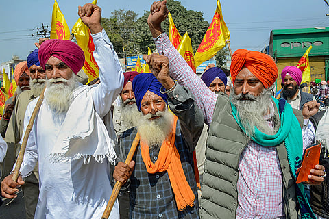 Farmers protest against Haryana govt in Amritsar