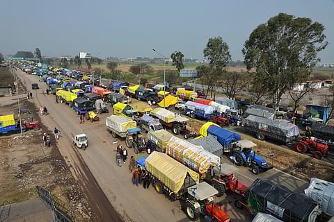 Farmers protest at Shambhu Border