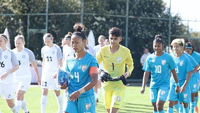(Photo: X|IndianFootball) : India National Football Team at the Turkish Women's Cup 2024. 