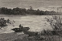Mozambique Diary Photo: Getty Images : Ferries Across the Maputo River: Engraving from The Illustrated London News, February 1888