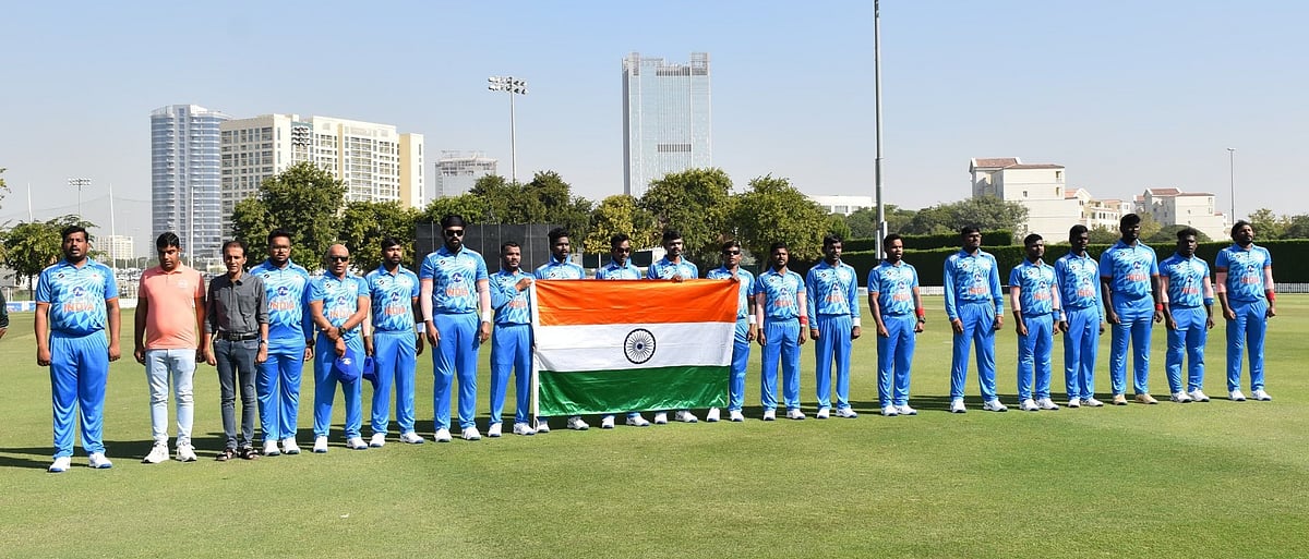 Photo Courtesy: X/ @blind_cricket : Indian Blind Cricket Team with support staff and coaches.