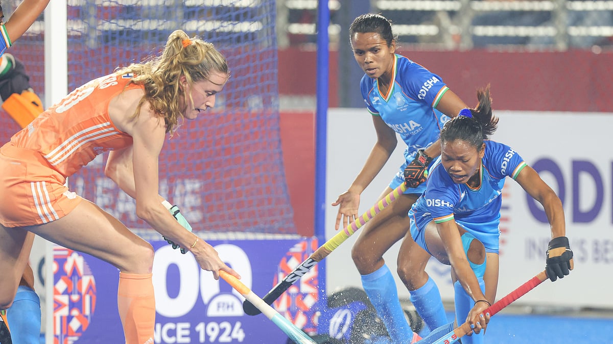 Photo: Hockey India : Action from the India vs Netherlands hockey match at the Women's FIH Pro League 2023-24 in Rourkela on February 14.