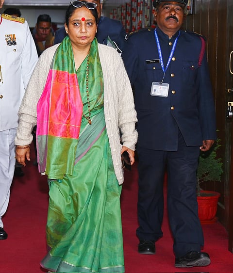 Ritu Khanduri Bhushan arrives for House during Uttarakhand Assembly session.