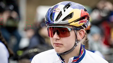 Zoe BACKSTEDT (GBR) at the start of the U23 Women’s Race of the 2024 UCI CX World Championships in Tabor, Szechia.