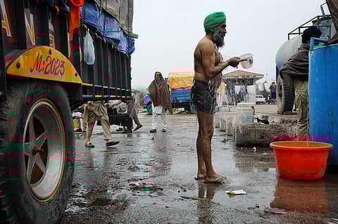 Farmers protest at Shambhu Border