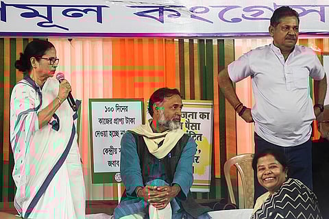 Mamata Banerjee at protest in Kolkata