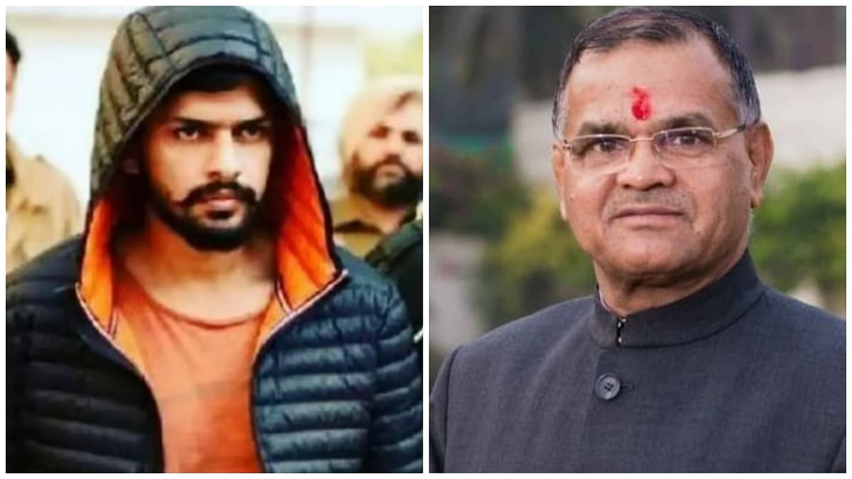 L: File pic | R: @Naferathi : Police said that the way in which Nafe Singh Rathee (R) was murdered points to the involvement of jailed gangsters such as Lawrence Bishnoi (L) and Kala Jathedi.