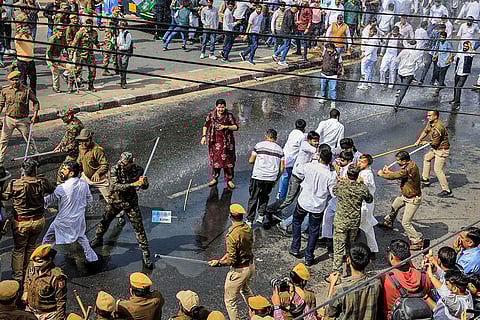 Congress protest in support of farmers in RJ
