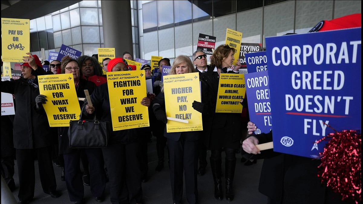 AP : Flight attendants picketed outside airports to protest.