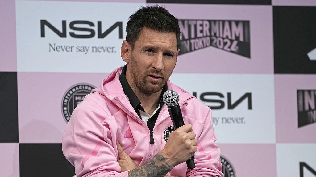 Inter Miami's Lionel Messi speaks during a press conference at a hotel, ahead of his team's friendly football match against Vissel Kobe in Tokyo. - (Photo: AP/Shuji Kajiyama)