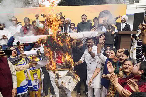 AAP workers protest over water bill issue