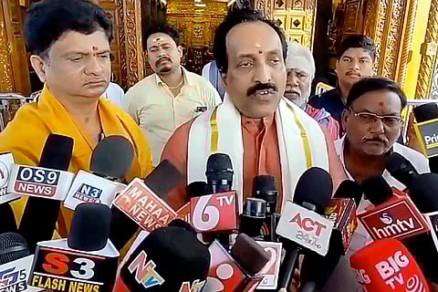 S Somanath talks to media