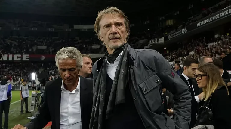 Sir Jim Ratcliffe (R) attending a French Ligue 1 football match between Nice and Paris Saint Germain. - File