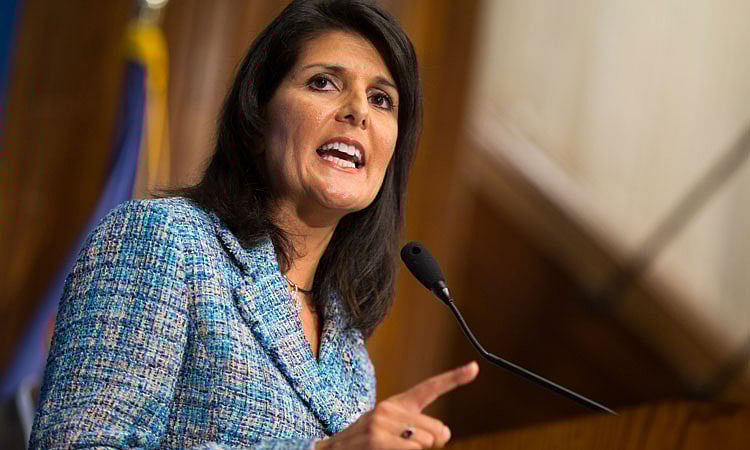 AP : Indian-American Republican presidential aspirant Nikki Haley |