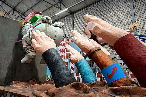 Presentation of floats for the annual Rose Monday Parade