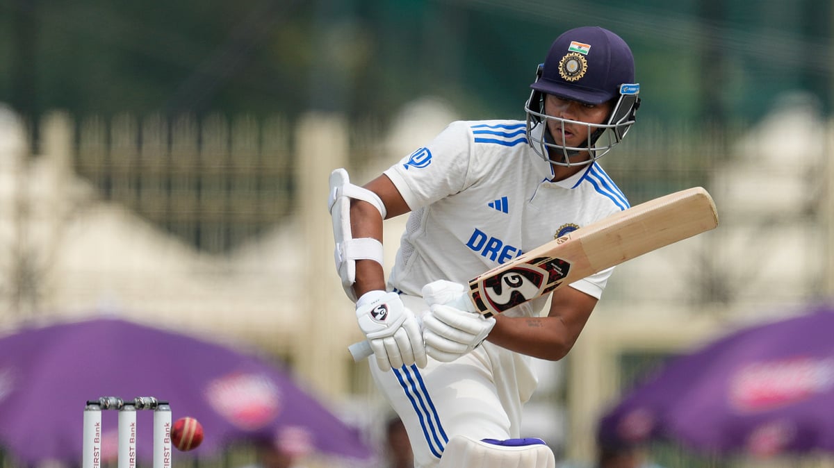 India's Yashasvi Jaiswal plays a shot on Day 2 of the fourth Test against England in Ranchi, February 24, 2024. - AP Photo