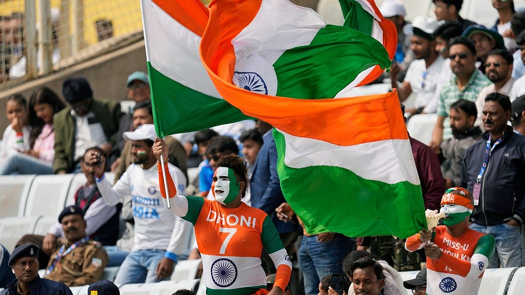Indian fans cheer for their team on the third day of the fourth cricket test match between England and India in Ranchi, India, Sunday, Feb. 25, 2024.


 - (AP Photo/Ajit Solanki)
