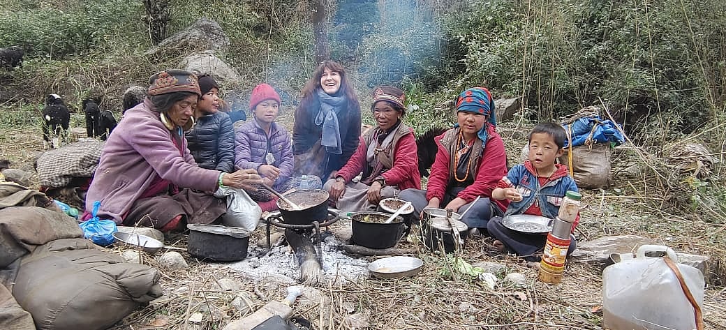In Nepal, 2022, near the Chinese border, with nomadic people, working on a story on global warming and GLOFs in the Himalayas. - Vanessa Dougnac