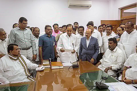 KCR takes oath as MLA