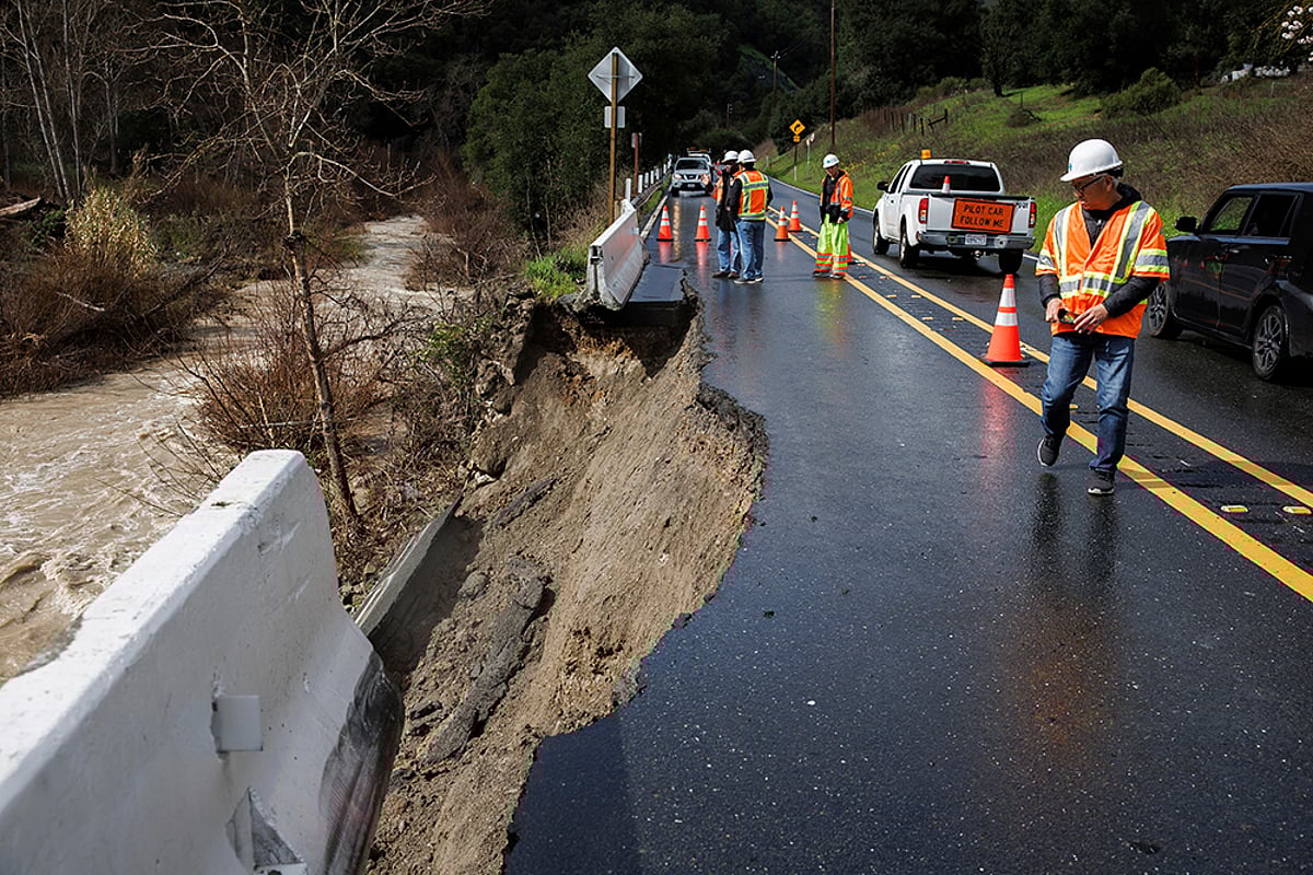 Roads, Buildings Damaged As Wet Winter Storm Leaves Trail Of Destruction In California