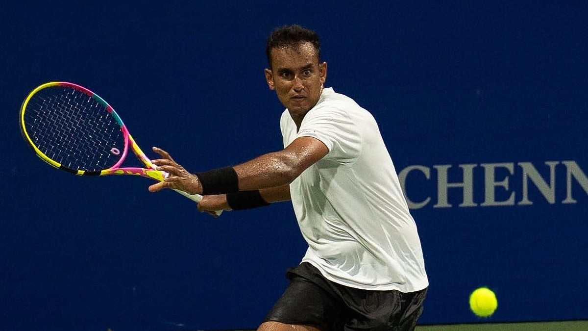 Photo - X/IndTennisDaily : Mukund Kumar in action at the Chennai Open.