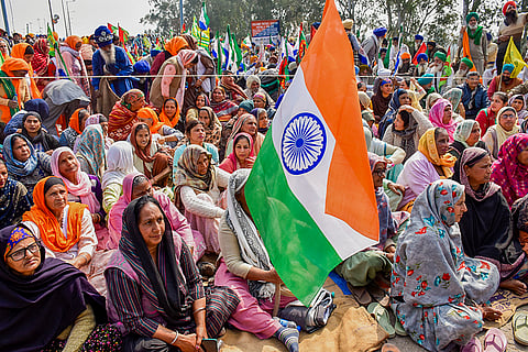 Farmers protest at Shambhu Border
