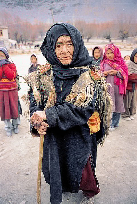 An old lady at Darchinpa village in Leh