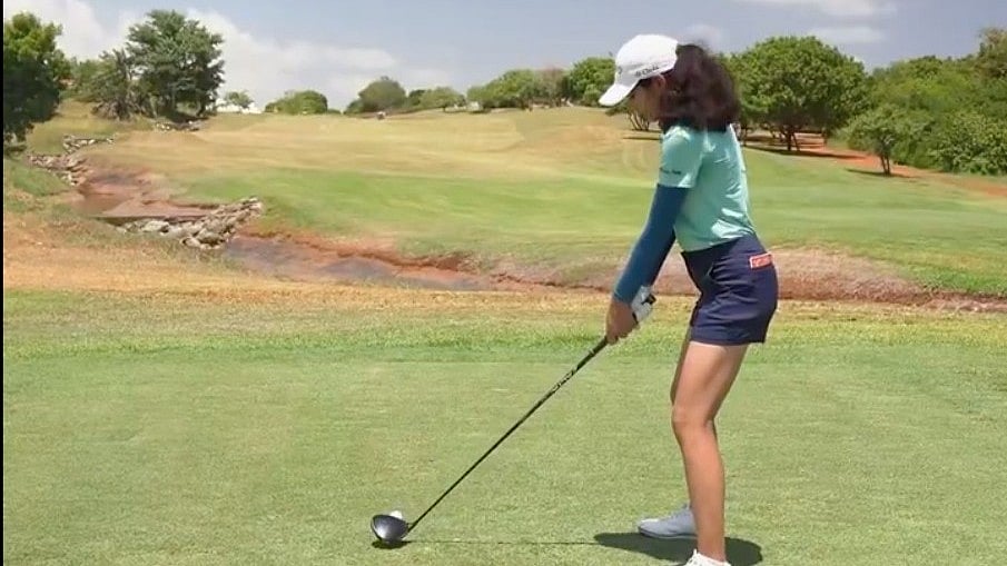 (Photo: X|@LETgolf) : Dikhsha Dagar in action at the Kenya Ladies Open 2024. 