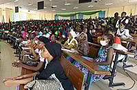 (Photo by Manuel Medir/Getty Images) : Students attend the teacher's lesson at the town's high school on November 17, 2023, in Balltilaye, Senegal