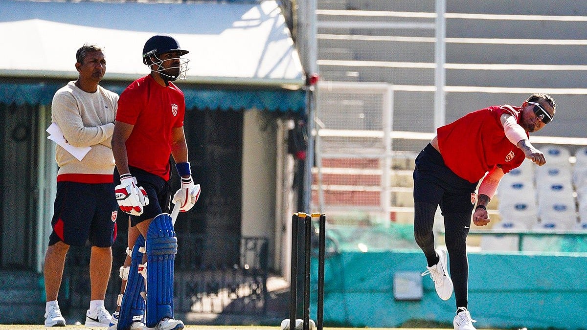Photo: X/ @PunjabKingsIPL : Punjab Kings' players practising at their new home ground in Mullanpur. 