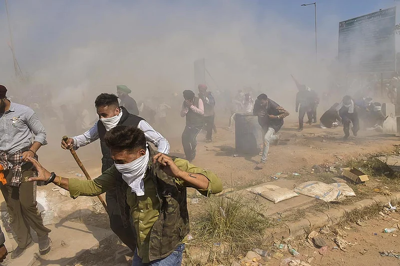 Farmers protest at Shambhu Border