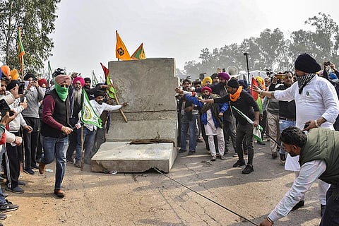 Farmers March: Farmers at Haryana border