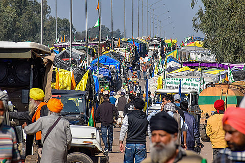 Farmers protest at Shambhu Border