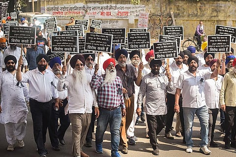 Sikh community members protest