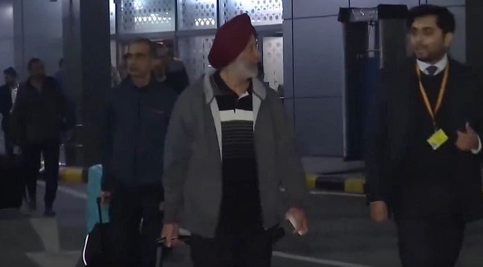 Seven of the eight former Indian Navy officers, who were awarded death term in Qatar last year, returned to India on Monday - Screen grab from video posted by X/ANI