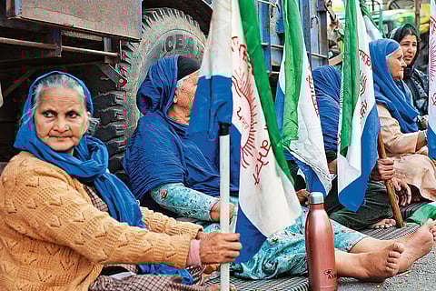 Women farmers at the protest