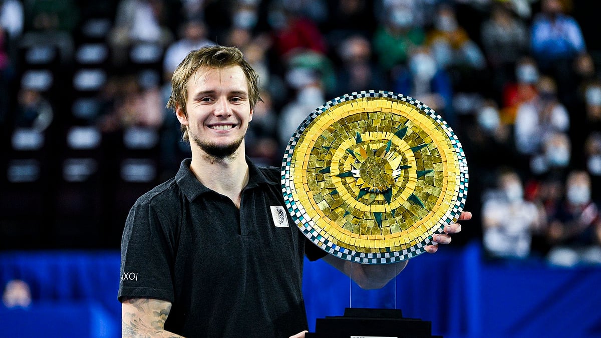 X/ @Bublik_Fan : Alexander Bublik with Montpellier Open 2024 trophy.