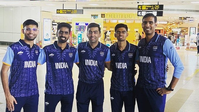 (Photo: X|India_AllSports) : India Men's Table Tennis team ahead of World Table Tennis Championships 2024.