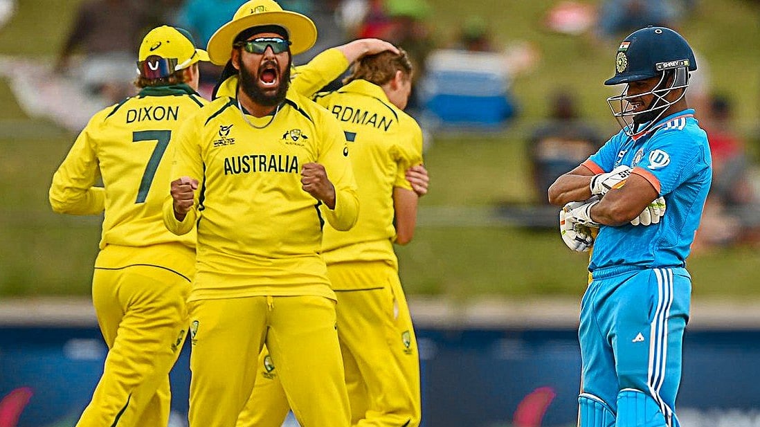 X/ @Sport360
 : Musheer Khan reacts after being bowled in the final of ICC U-19 WC 2024 in Benoni on Sunday.