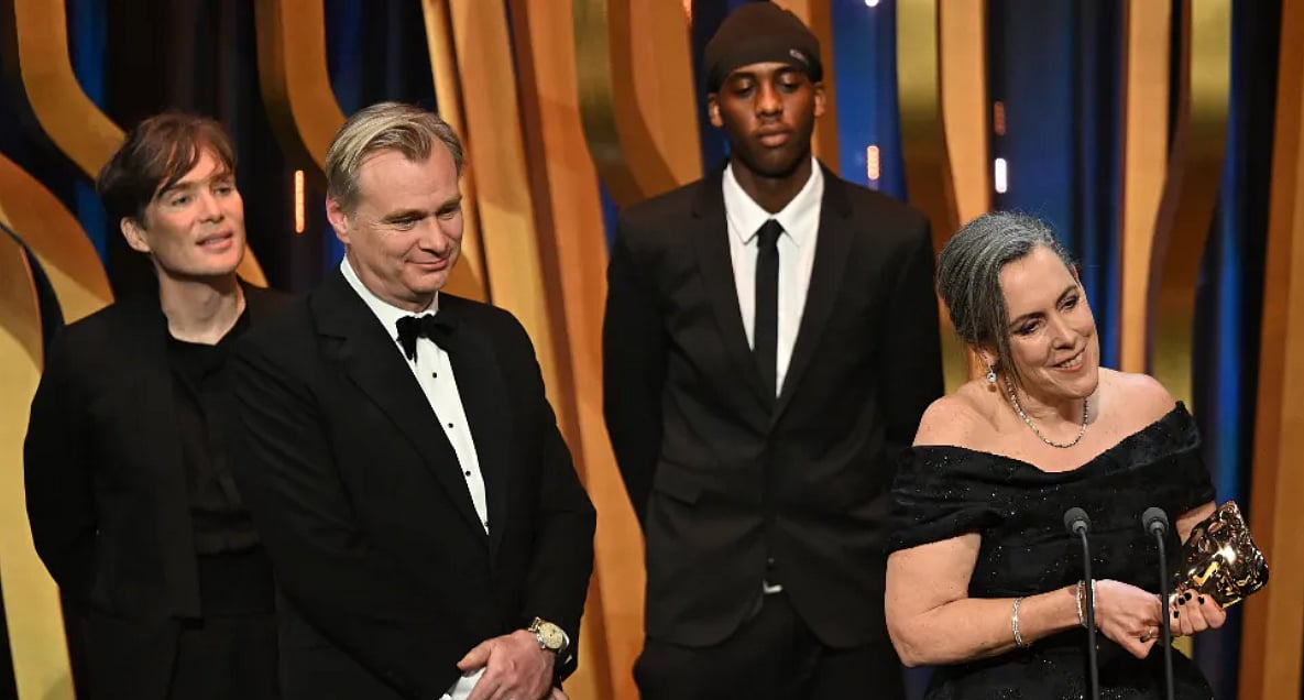 Getty Images : Prankster at the BAFTA Awards (third from left)