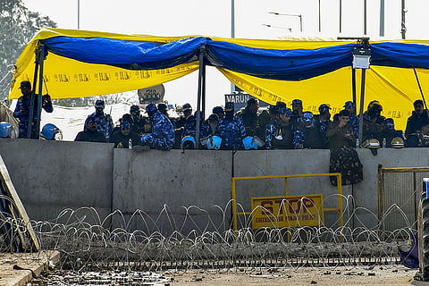 Farmers protest at Shambhu Border