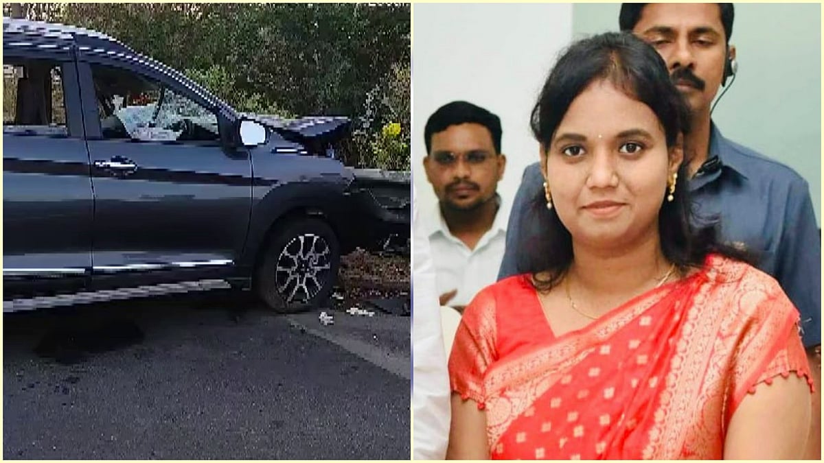 X/ANI and X/@glasyananditha : The accident reportedly took place Telangana's Hyderabad on Friday 
