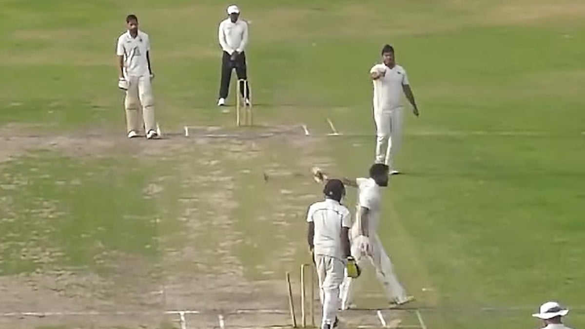 Screenshot : In the first video, a right-handed batter is seen leaving the ball coming straight to his stumps as he then walked off the field. In the second video, a left-hander came out of the crease to an wide delivery to be stumped.