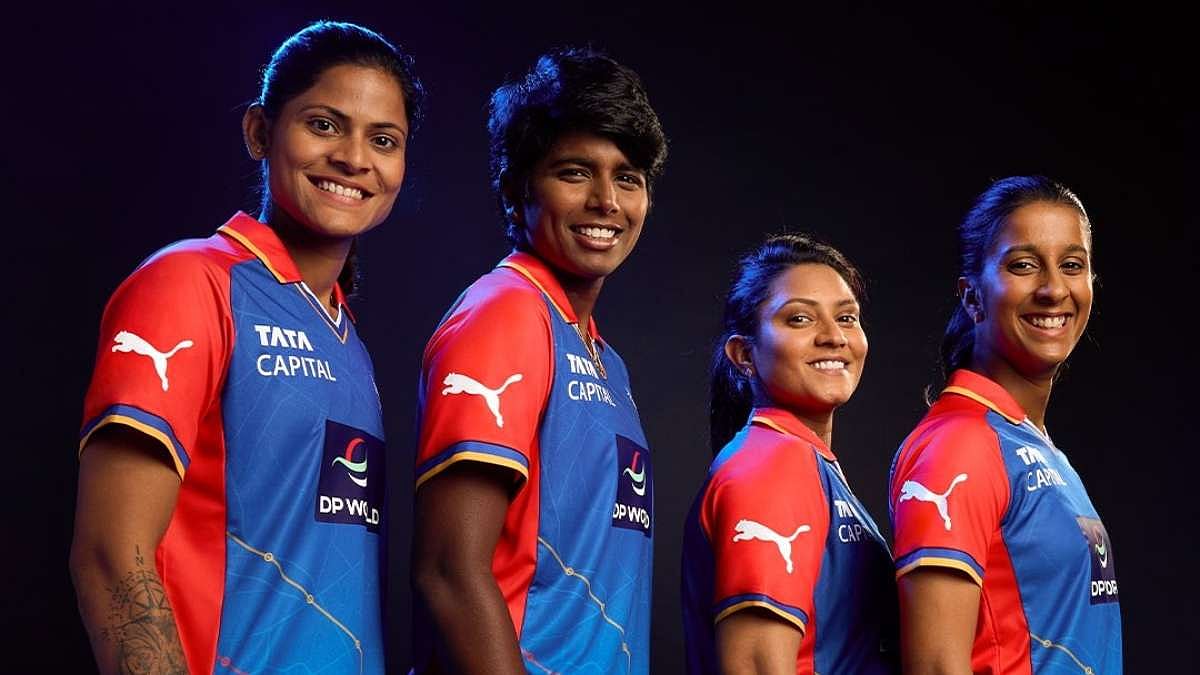 Delhi Capitals/Puma : Delhi Capitals' players unveil their team's new jersey ahead of the second season of Women's Premier League. 